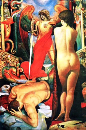 Картина «Изгнание из рая» художника Александра Исачева.